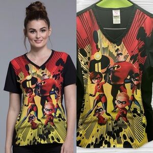 Disney The Incredibles Cherokee Scrubs  Short Sleeve S